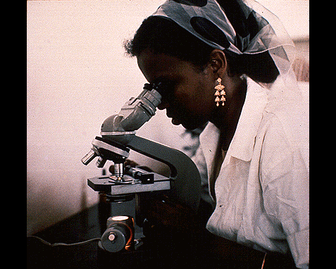 Woman with microscope