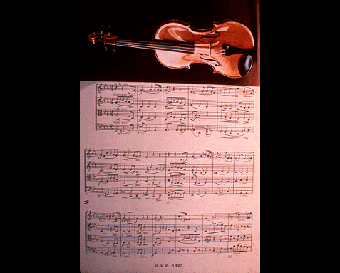 Violin with music score (Cavatina)